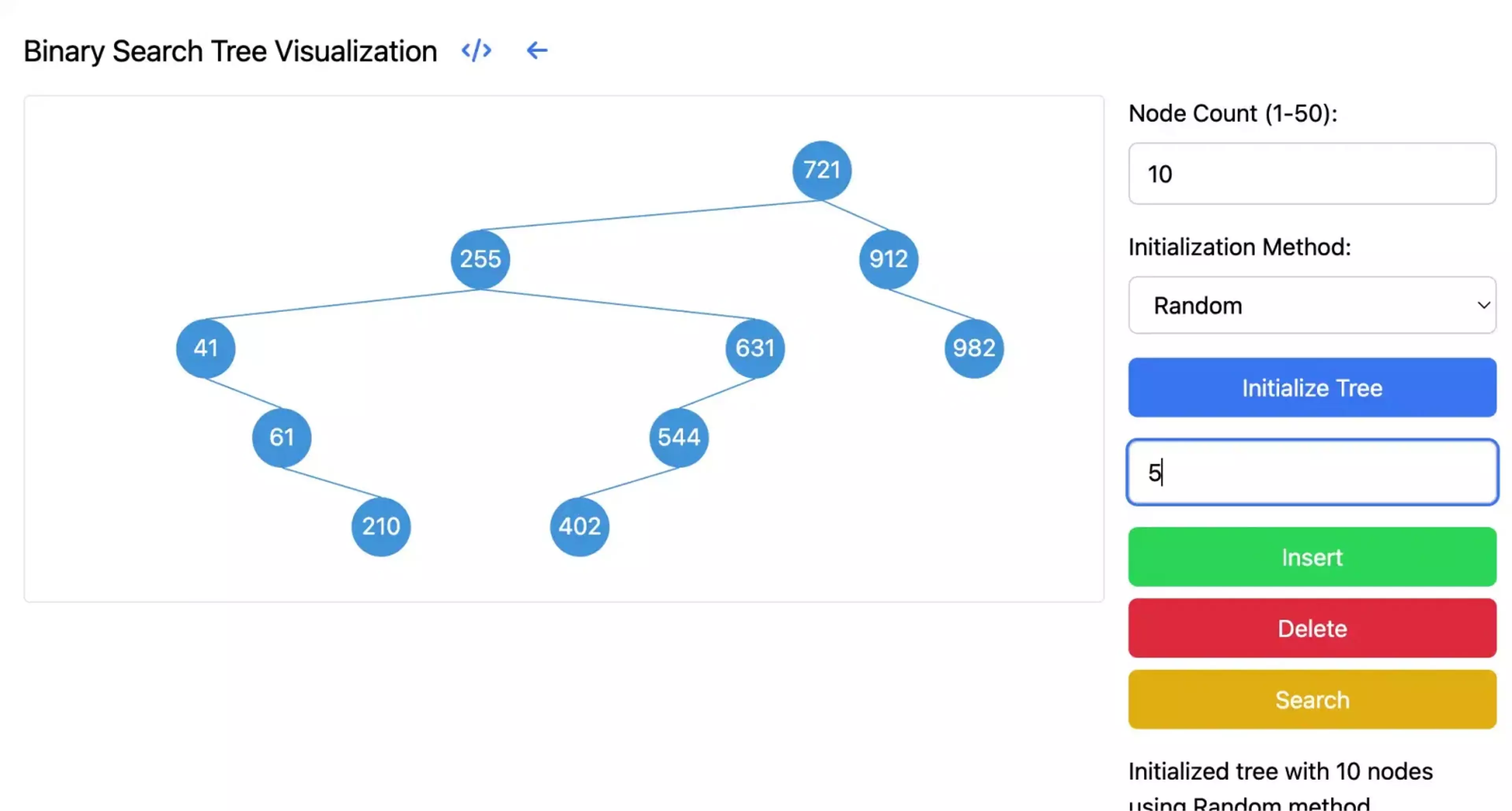 Binary Search Tree Visualization